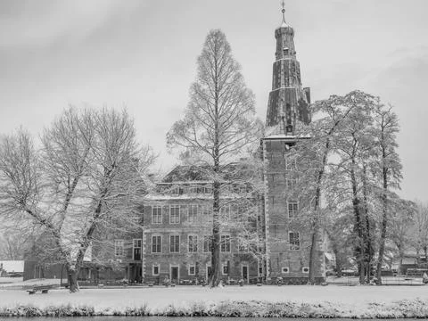 Winter time at raesfeld castle Stock Photos