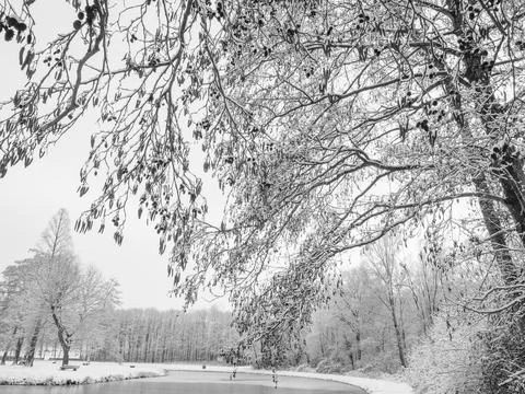 Winter time at raesfeld castle Stock Photos