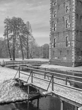 Winter time at raesfeld castle Foto stock