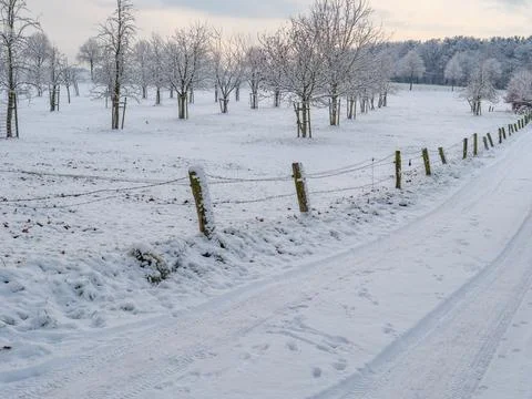 Winter time at raesfeld castle Stock Photos