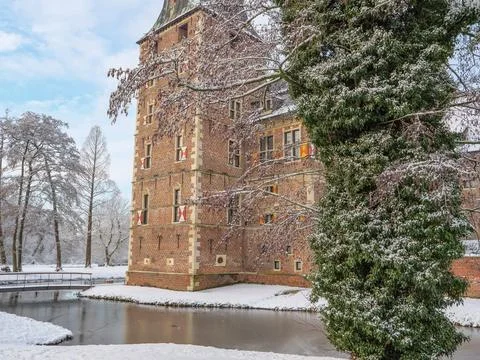 Winter time at raesfeld castle Stock Photos
