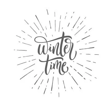 Winter Time vector monochrome handwritten lettering inscription Stockillustratie