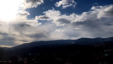 Winter timelapse clouds over the mountains Stock Footage 129291446