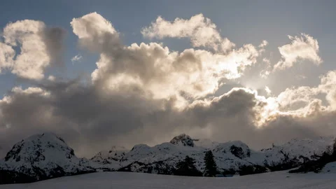 Winter timelapse mountain and clouds Stock Footage 88160586