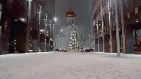 Winter timelapse with a view of the temple. Video stock 233198943
