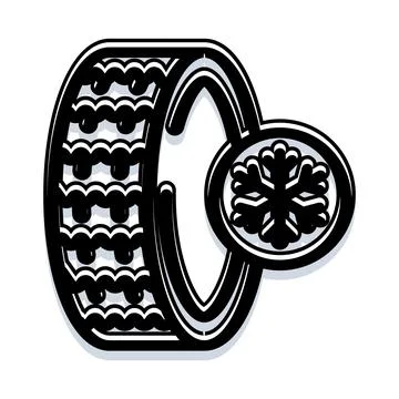 Winter tire snow flake icon concept 库存插图