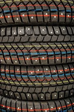 Winter tire tread close-up Stock Photos