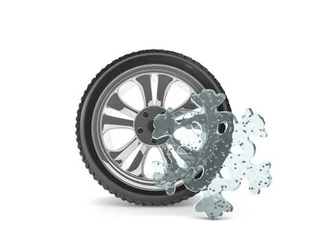 Winter tires with snowflake protector. 3D Illustrazione stock
