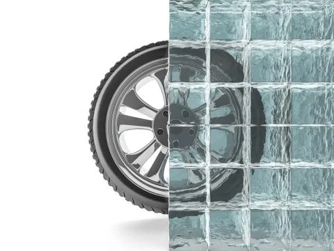 Winter tires with snowflake protector. 3D Stock Illustration