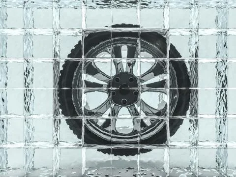 Winter tires with snowflake protector. 3D Stock Illustration
