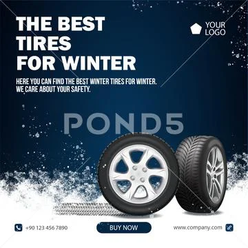 Winter Tires Social Media Post Modello PSD