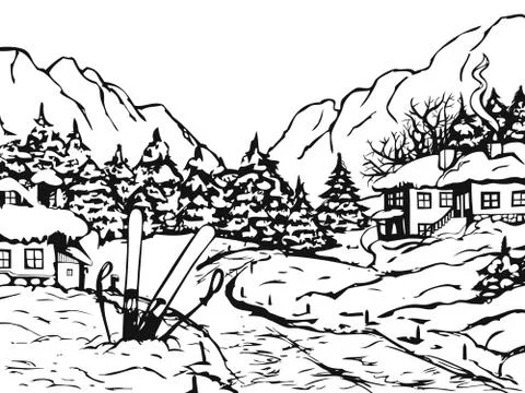 Winter town Stock Illustration