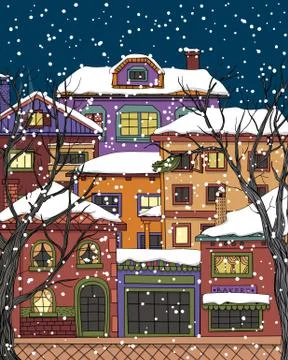 Winter town Stock Illustration