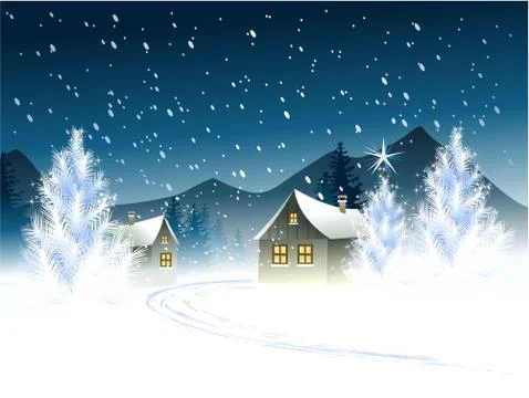 Winter town Stock Illustration