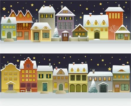 Winter town Stock Illustration