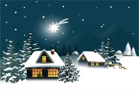 Winter town Stock Illustration