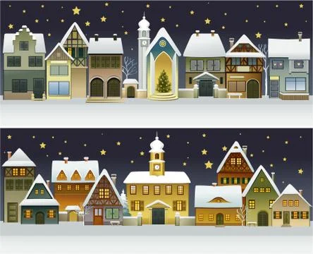 Winter town Stock Illustration
