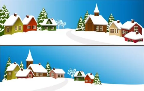 Winter town Stock Illustration