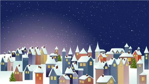 Winter town Stock Illustration