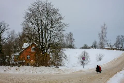 Winter in town Stock Photos