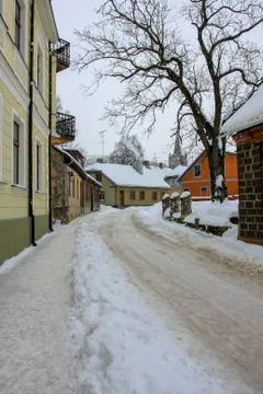 Winter in town Stock Photos