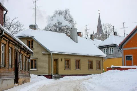 Winter in town Stock Photos