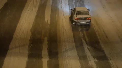 Winter track, highway. Stock Footage 136457356
