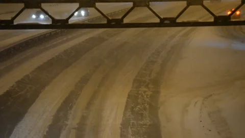 Winter track, highway Stock Footage 136457357