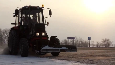 Winter track. Road engineering. Stockbeeldmateriaal 74782506