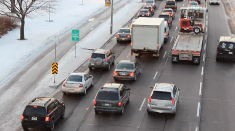 Winter Traffic Congestion Stock Footage 33654065