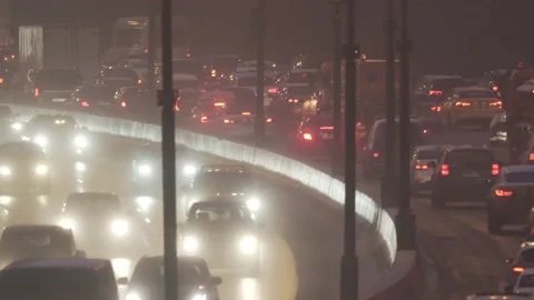 Winter traffic curve Stock Footage 156568432