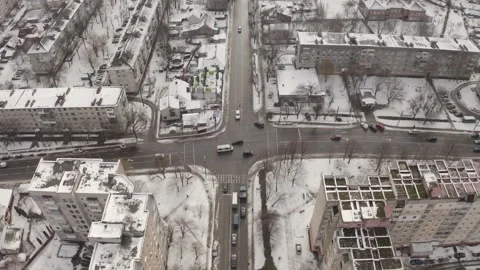 Winter Traffic At The Intersection Of The City Street Stock Footage 169296018