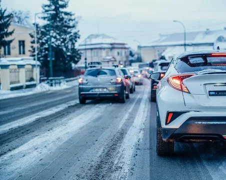 Winter Traffic Jam Stock Photos