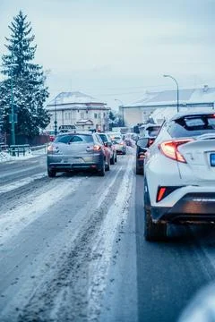 Winter Traffic Jam Stock Photos