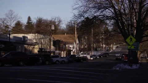 Winter traffic in NYC suburb Stock Footage 67969982