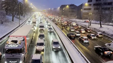 Winter , Traffic, Ring Road, Highway Snow Storm, IMG 0733 Stock Footage 325739066