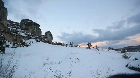 Winter trail running Stock Footage 45288665