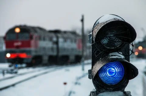 Winter Train Approach Stock Photos