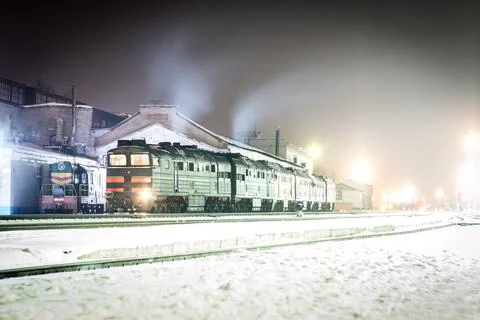 Winter Train Station Stock Photos
