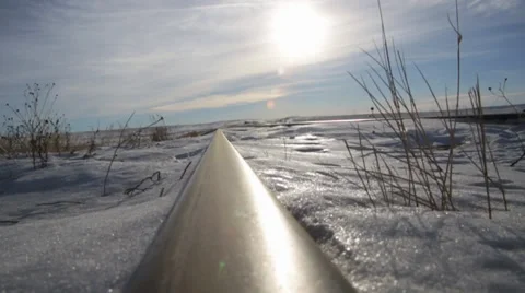 Winter Train Tracks Stock Footage 33771729