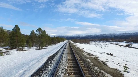 Winter Train Tracks Stock-Footage 89208275