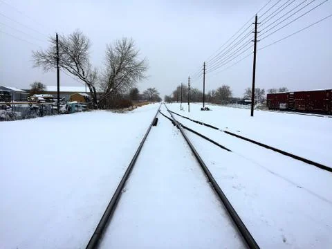 Winter Train Tracks Stock Photos