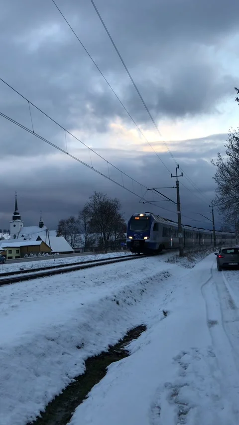Winter train in Zakopane. Stock Footage 186758293