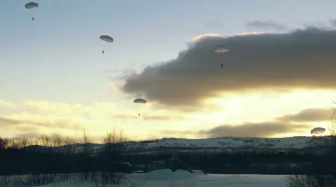 Winter training parachutists Stock Footage 61060285