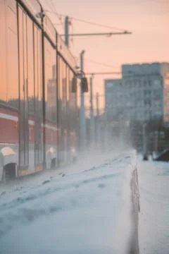 Winter tram Stock Photos