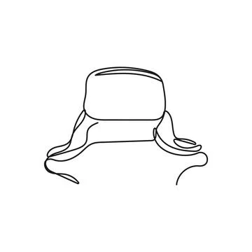 Winter trapper hat. One continuous line art style. Stock Illustration