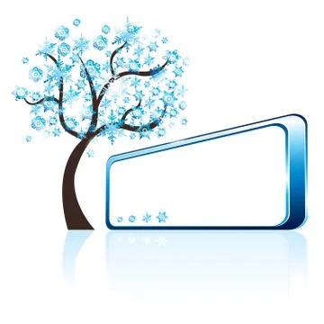Winter tree and banner with copyspace, vector illustration Ilustración de archivo