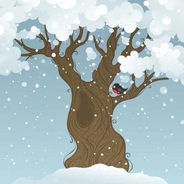 Winter tree background. Stock Illustration