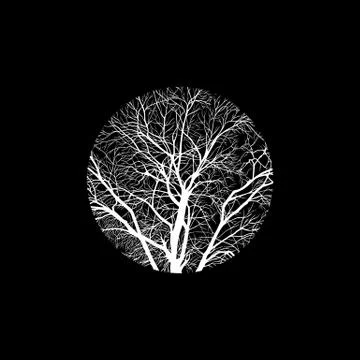 Winter tree in a circle Illustrazione stock