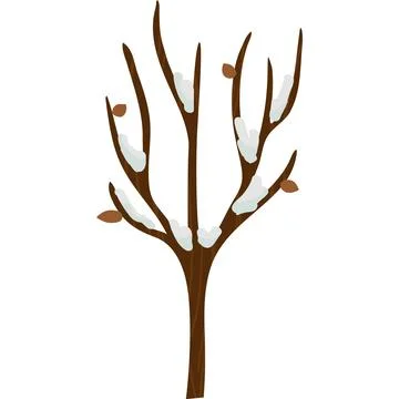 Winter tree with last leaf under snow vector icon Stock Illustration